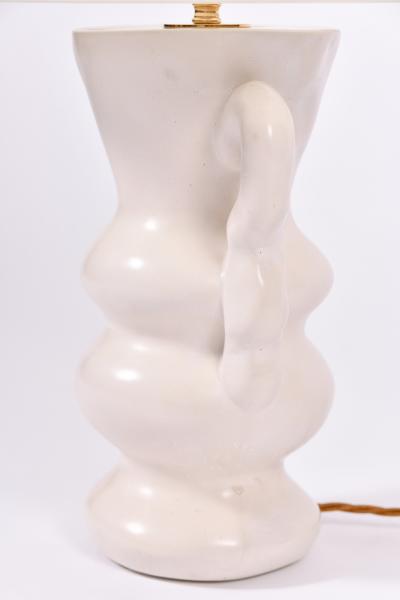 White Polished Plaster Table Lamp by Dorian Caffot de Fawes