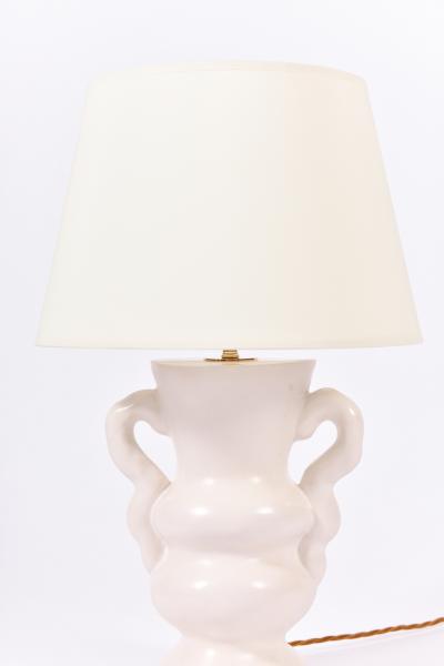 White Polished Plaster Table Lamp by Dorian Caffot de Fawes