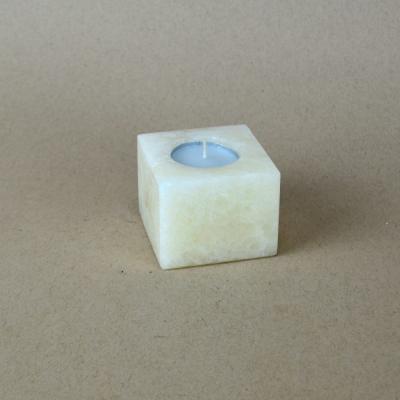 White Square Based Onyx Candle Holder