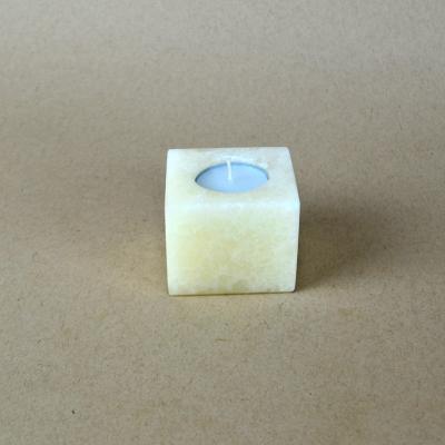 White Square Based Onyx Candle Holder