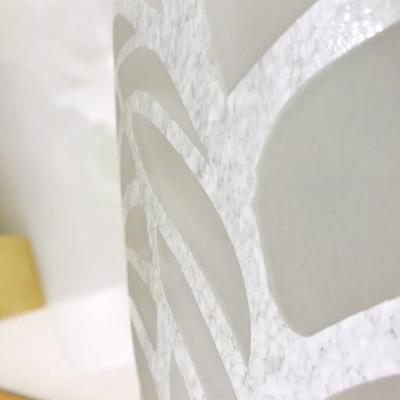 White Textured Murano Glass Vase with Fern Decor