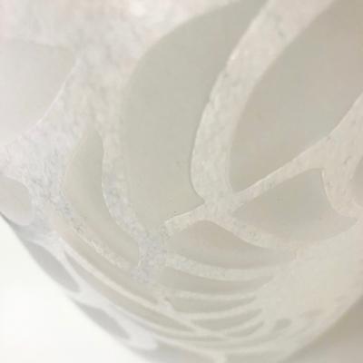 White Textured Murano Glass Vase with Fern Decor