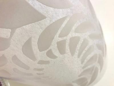 White Textured Murano Glass Vase with Fern Decor