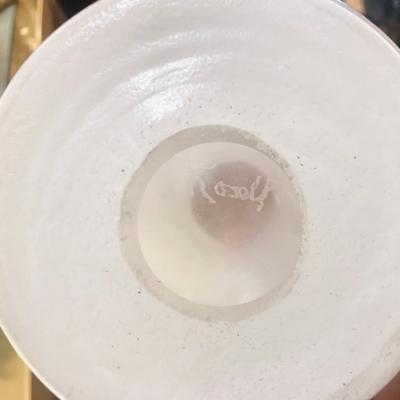 White Textured Murano Glass Vase with Fern Decor