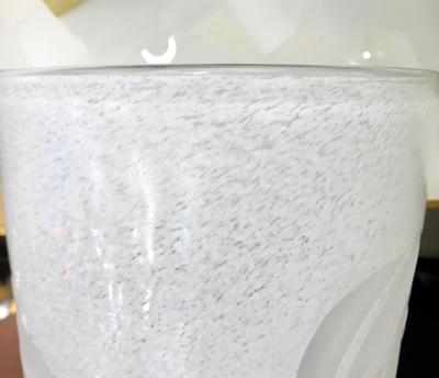 White Textured Murano Glass Vase with Fern Decor