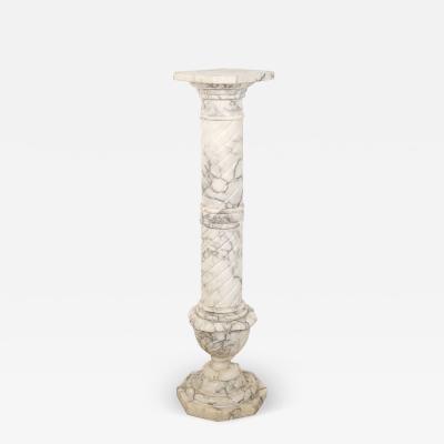 White Veined Marble Pedestal Italy circa 1900
