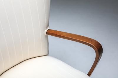 White Wingback Chair With Ottoman 1950s