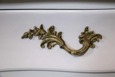 White and Gilt Gold Decorated Louis XV Style Bombe Dresser Carrara Marble Top