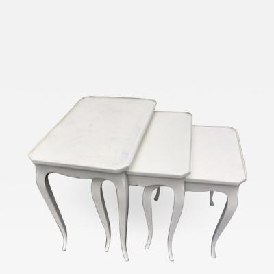 White lacquer french 40s 3 tables