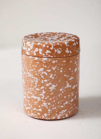 White on Terracotta Splaterware Canisters