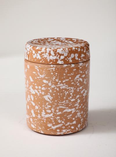 White on Terracotta Splaterware Canisters