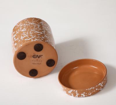 White on Terracotta Splaterware Canisters