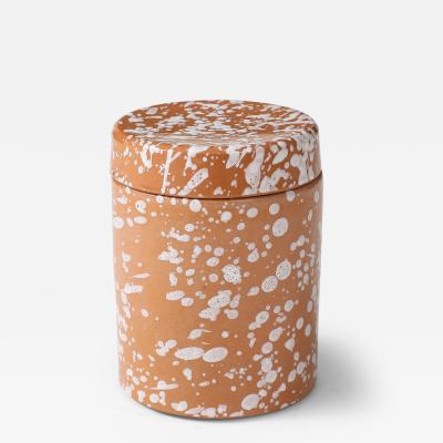 White on Terracotta Splaterware Canisters