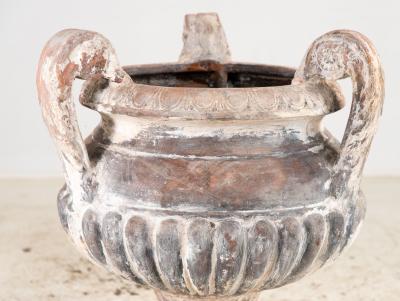 Whitewashed Terracotta Urn with Three Handles Italy mid 20th C 