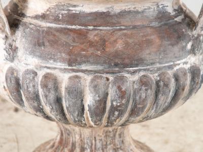 Whitewashed Terracotta Urn with Three Handles Italy mid 20th C 