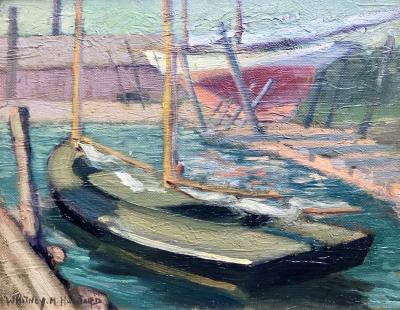 Whitney Myron Hubbard Sailboat in Greenport Harbor 