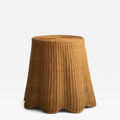 Wicker Trompe lOeil Draped Side Table