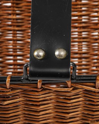 Wicker and Metal Firewood Holder France c 1960