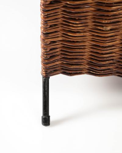 Wicker and Metal Firewood Holder France c 1960