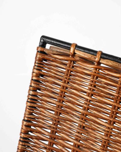 Wicker and Metal Firewood Holder France c 1960