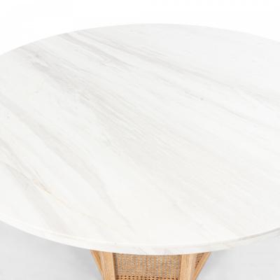 Wicker and White Marble Round Center Tables