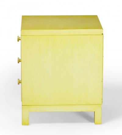Widdicomb Modern American Mid Century Three Drawer Beige Painted Wooden Nightsta