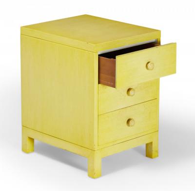 Widdicomb Modern American Mid Century Three Drawer Beige Painted Wooden Nightsta