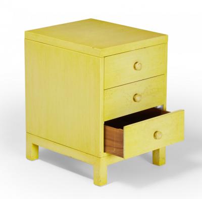 Widdicomb Modern American Mid Century Three Drawer Beige Painted Wooden Nightsta