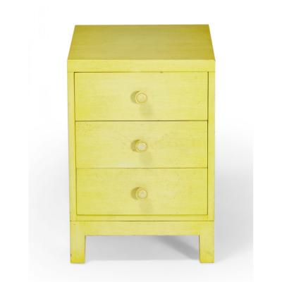 Widdicomb Modern American Mid Century Three Drawer Beige Painted Wooden Nightsta