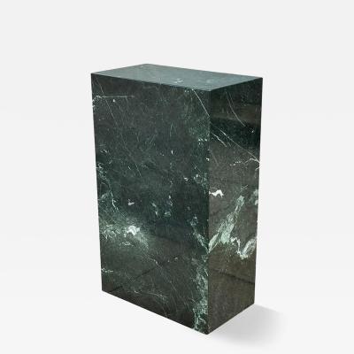 Wide Tall Mid Century Italian Modern Dark Green Marble Pedestal or Side Table