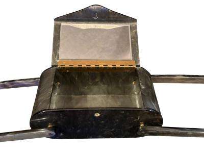 Wilardy PEARLIZED GREY LUCITE COMPACT HANDBAG BY WILARDY