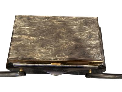 Wilardy PEARLIZED GREY LUCITE COMPACT HANDBAG BY WILARDY