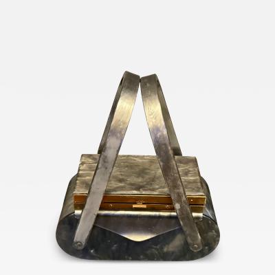 Wilardy PEARLIZED GREY LUCITE COMPACT HANDBAG BY WILARDY