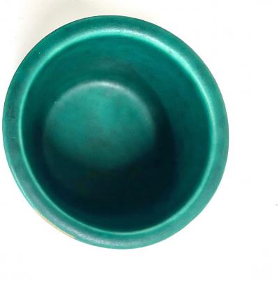 Wilhelm K ge ARGENTA VASE IN GREEN SILVER ENAMELED CERAMIC BY WILHELM KAGE