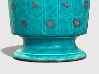 Wilhelm K ge Wilhelm Kage Green Ceramic Argenta Vase Sweden 1930s