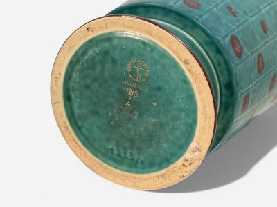 Wilhelm K ge Wilhelm Kage Green Ceramic Argenta Vase Sweden 1930s