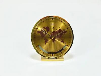 Wilhelm Kienzle Kienzle GMT World Time Zone Brass Table Clock Midcentury Germany 1960s