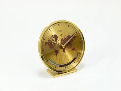Wilhelm Kienzle Kienzle GMT World Time Zone Brass Table Clock Midcentury Germany 1960s