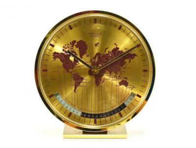 Wilhelm Kienzle Kienzle GMT World Time Zone Brass Table Clock Midcentury Germany 1960s