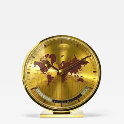 Wilhelm Kienzle Kienzle GMT World Time Zone Brass Table Clock Midcentury Germany 1960s