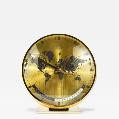 Wilhelm Kienzle Kienzle GMT World Time Zone Brass Table Clock Midcentury Germany 1960s