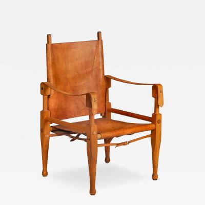 Wilhelm Kienzle Leather and Oak Safari Chair Wilhelm Kienzle ca 1950