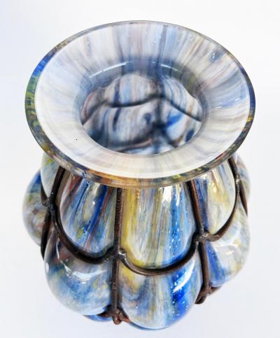 Wilhelm Kralik Sohn Czech Wilhelm Kralik Sohn Bohemian Caged Blown Glass Vase 1920s