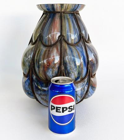 Wilhelm Kralik Sohn Czech Wilhelm Kralik Sohn Bohemian Caged Blown Glass Vase 1920s