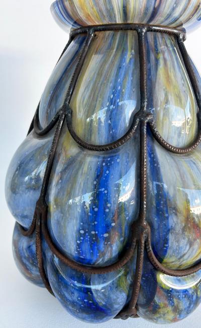 Wilhelm Kralik Sohn Czech Wilhelm Kralik Sohn Bohemian Caged Blown Glass Vase 1920s
