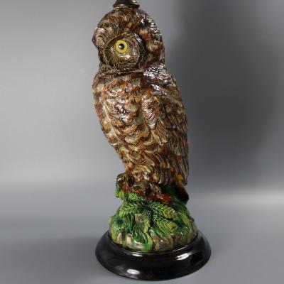 Wilhelm Schiller Majolica Owl Figural Lamp