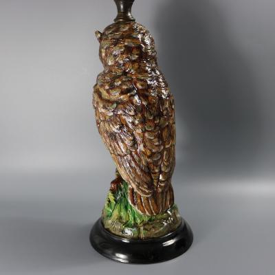 Wilhelm Schiller Majolica Owl Figural Lamp