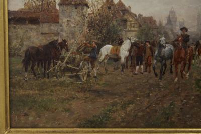 Wilhelm Velten The Horse Fair oil on panel Wilhelm Velten Russian German 1847 1929 