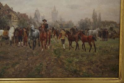 Wilhelm Velten The Horse Fair oil on panel Wilhelm Velten Russian German 1847 1929 