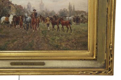 Wilhelm Velten The Horse Fair oil on panel Wilhelm Velten Russian German 1847 1929 